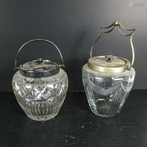 Two Crystal, Plate Pickle-Type Jars