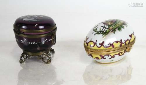 Two Boxes: Limoges Porcelain and Austrian Glass