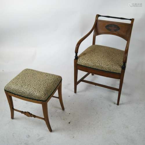 Antique Biedermier-Style Chair & Bench