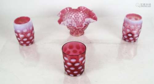 Four Bohemian Overlay Glass Items