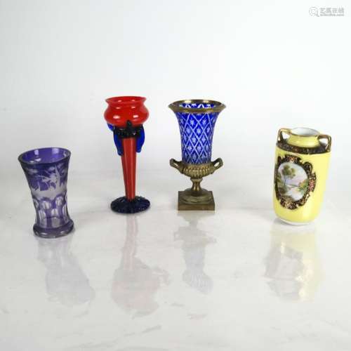 Four Glass Porcelain Vases
