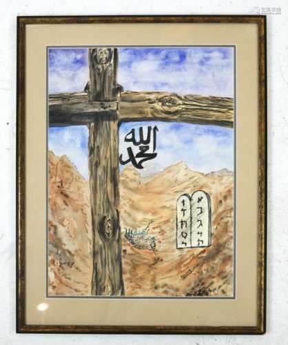 MILANA: Cross in the Desert - Watercolor on Paper