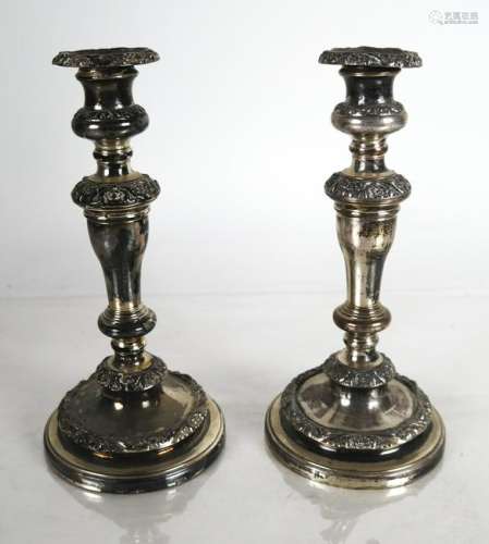 Pair Of Silver Plate Candlesticks