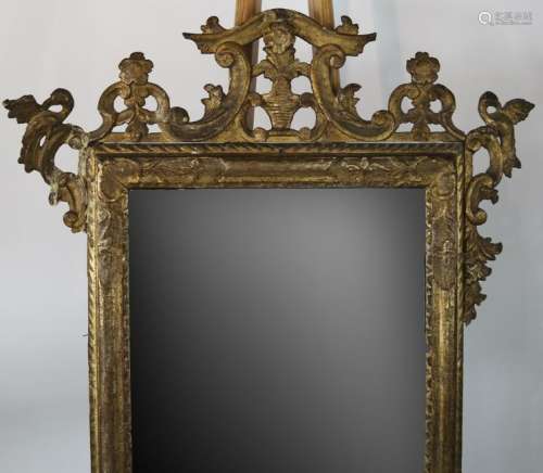 Antique Continental Gilt Wood Mirror