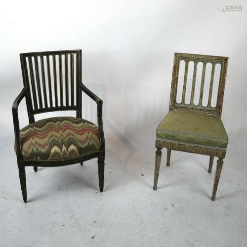 Two Painted Neoclassical-Style Chairs