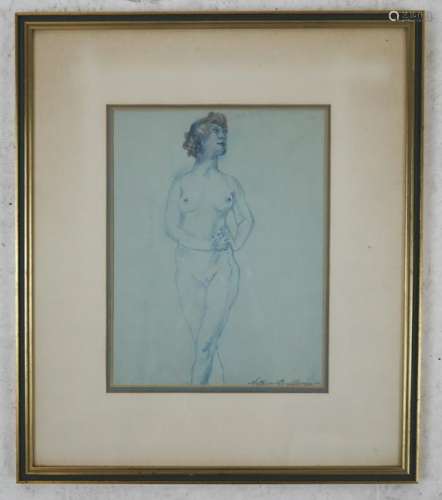 Arthur B. DAVIES: Nude Woman - Pencil and W/C