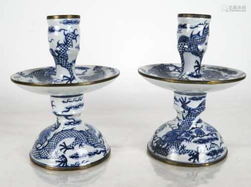 Pair of Chinese Porcelain Candlesticks