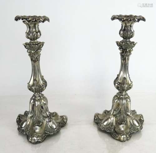 Pair Continental Silver Plate Candlesticks