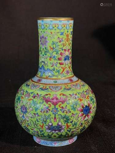 Chinese Famille Rose Porcelain Vase - Bats and Lotus