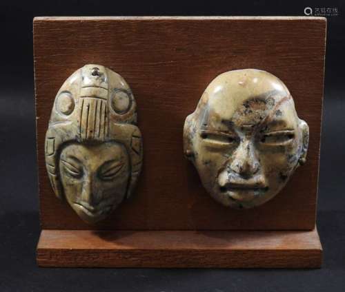 Deux masquettes style maya et style olmèque .Pierr…
