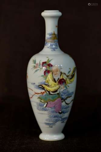 Chinese Famille Rose Porcelain Vase - Shoulao
