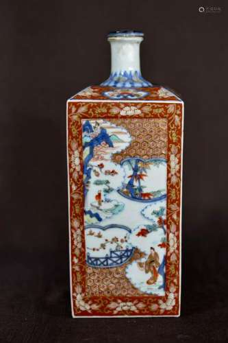 Japanese Imari Porcelain Square Bottle Vase
