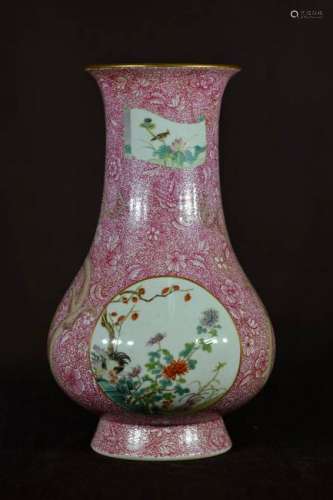 Chinese Porcelain Vase with Ruby Enamle