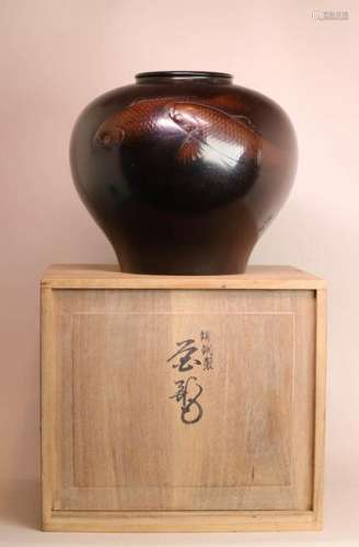 Japanese Bronze Vase - Koi