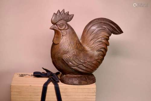 Japanese Bizen Pottery Model of a Rooster - with Box