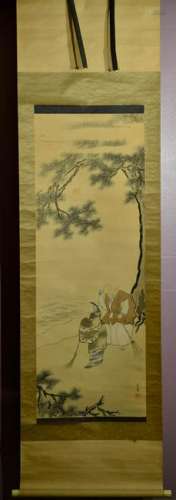 Japanese Water Color Scroll Painting - Gao Sha