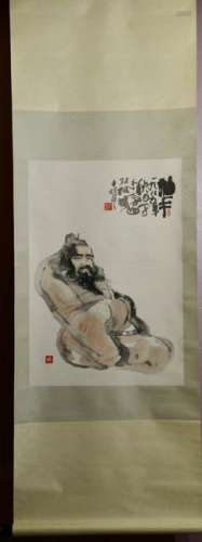 Chinese Water Color Scroll Painting - Poet
