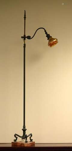 American Arts Crafts Tiffany Bronze Floor Lamp with