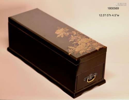Japanese Lacquer Box with Drawer - Floral Motif