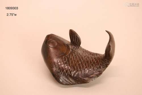 Japanese Bronze Fish Scholar Paper Weight and Water
