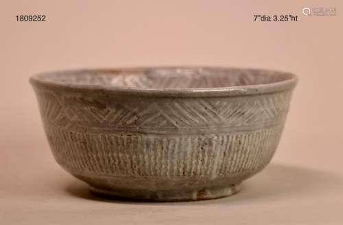 Japanese Ceramic Teabowl with Grey White Shino Glaze