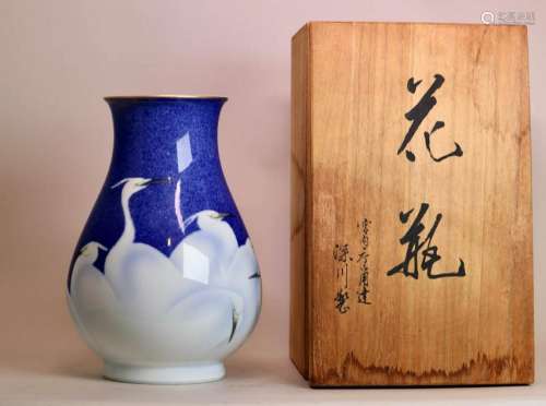 Japanese Fukugawa Porcelain Vase - Heron