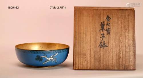 Japanese Cloisonne Bowl with Gilt Interior -