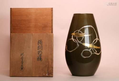 Japanese Art deco Mixed Metal Vase - Fish