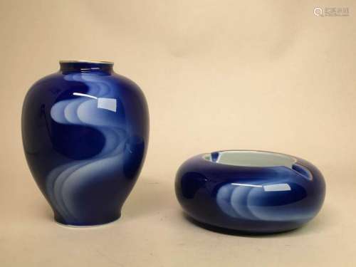Japanese Fukugawa Porcelain Vase and Ashtray