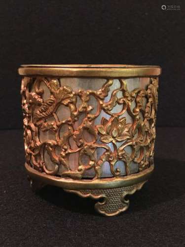 Japanese Gilt Bronze Censer - Lotus