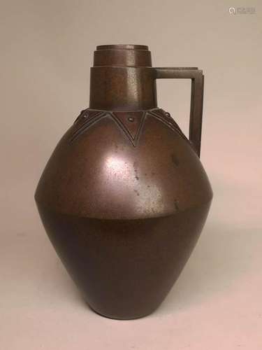 Japanese  ArtDeco Bronze Vase with Handle