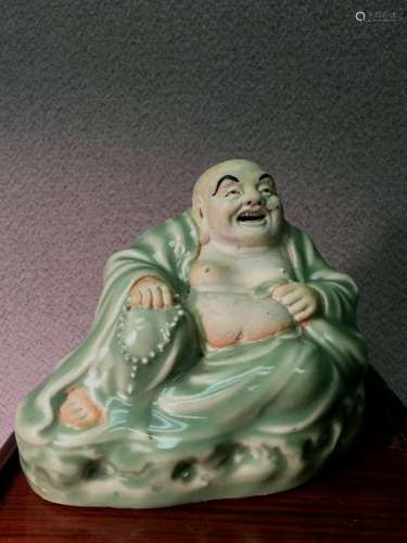 Chinese Celadon Porcelain Laughing Buddha