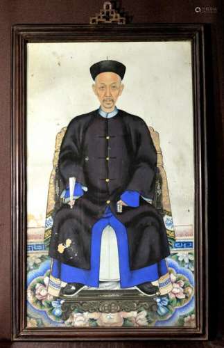 Chinese Water Color Painting of Qing Court Officer