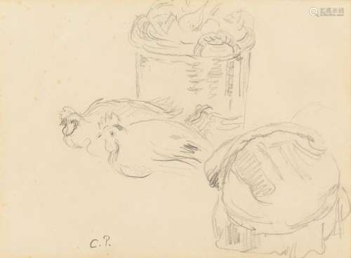 Camille  Pissarro Studies of Hens and Baskets