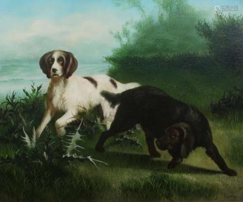 Artist Unknown (Late 19th/early 20th century) Dogs in