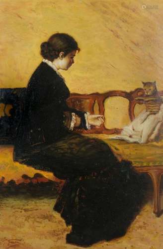 Giorgia Fraia  (Italian, 20th century) Woman with a Cat