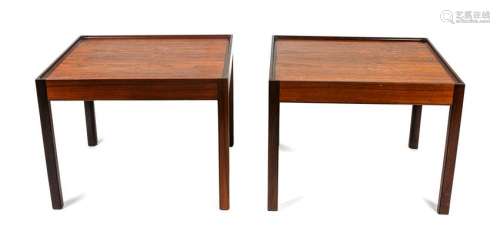 A Pair of Teak Side Tables Height 20 x width 26 x depth