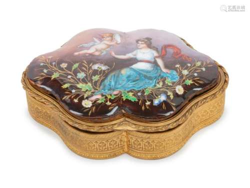 An Enamel Lidded Trinket Box Width 5 1/8 inches.