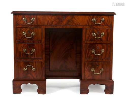 A George III Mahogany Knee-hole Desk Height 29 x width