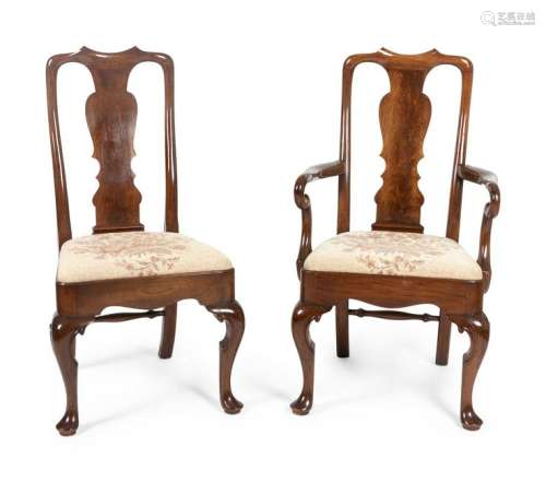 A Set of Twelve Queen Anne Style Dining Chairs Height