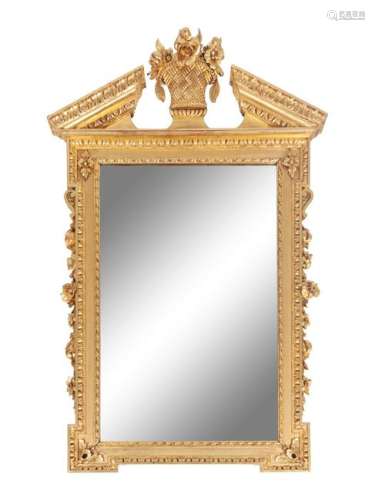 An English Chippendale Carved Giltwood Mirror Height 53