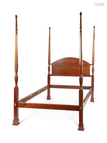 A Four-Poster Mahogany Sheraton Rice Bed Height 83 x