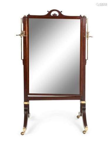 An English Mahogany Cheval Mirror Height 55 3/4 x width