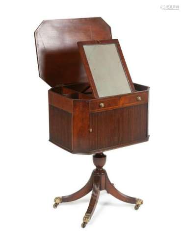 A Federal Mahogany Tambour-door Work Table Height 31