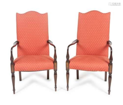 A Pair of American Sheraton Lolling Chairs Height 44