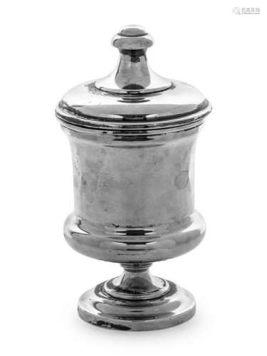A German Silver Covered Urn Late 19th Century raised on