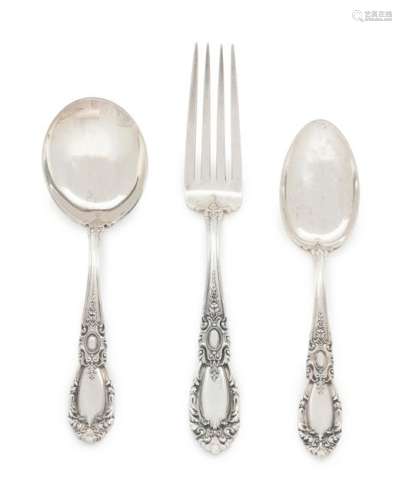 An American Silver Partial Flatware Service Towel