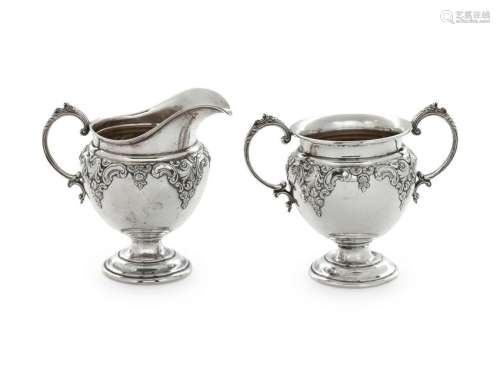 An American Silver Creamer and Sugar Set R. Wallace &