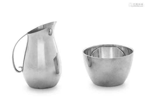 An American Silver Creamer and Sugar Set Lunt