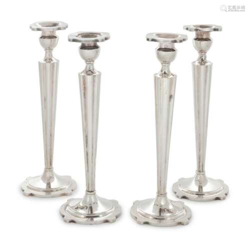 A Set of Four American Silver Candlesticks 20th Century
